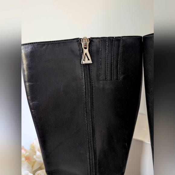 Anne Klein | Size 8.5 | Black Leather Knee-High Boots - Picture 4 of 10